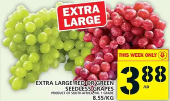 Food Basics Extra large red or green seedless grapes offer