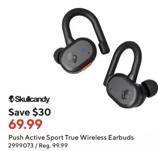 Staples Skullcandy push active sport true wireless earbuds offer