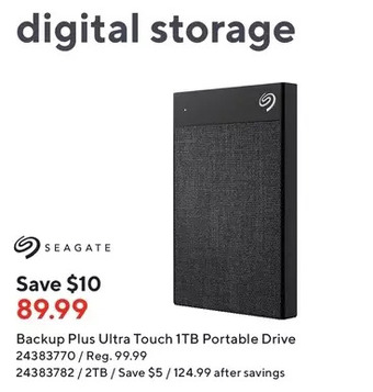 Staples Seagate backup plus ultra touch portable drive offer