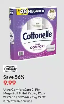 Staples Cottonelle ultra comfortcare 2-ply mega roll toilet paper offer