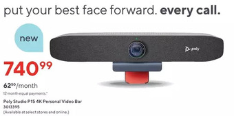 Staples Poly studio p15 4k personal video bar offer