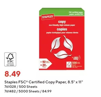 Staples Staples fsc certified copy paper offer