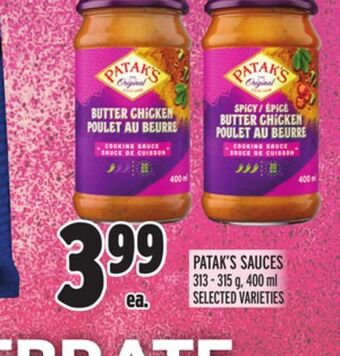 Metro Patak's sauces offer