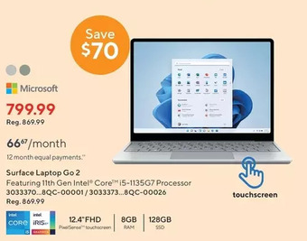 Staples Microsoft surface laptop go 2 offer