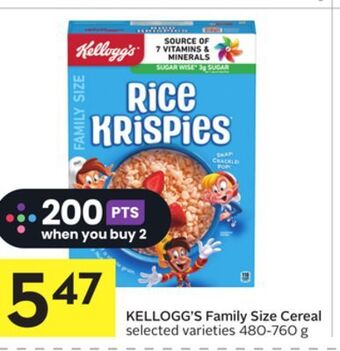 Foodland Kellogg's family size cereal selected varieties 480-760 g offer