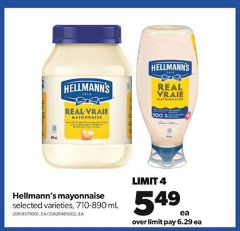 Real Canadian Superstore Hellmann's mayonnaise, 710-890 ml offer