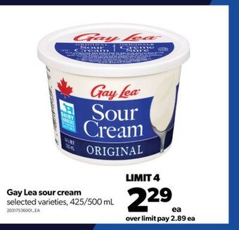Real Canadian Superstore Gay lea sour cream, 425/500 ml offer