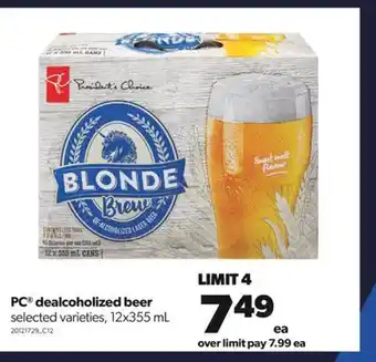 Real Canadian Superstore Pc® dealcoholized beer, 12x355 ml offer