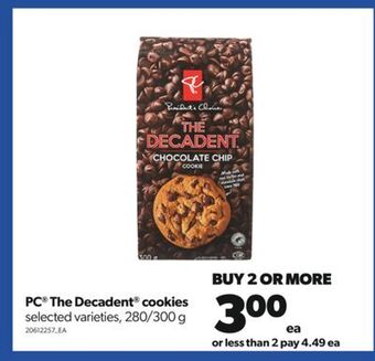Real Canadian Superstore Pc® the decadent® cookies, 280/300 g offer