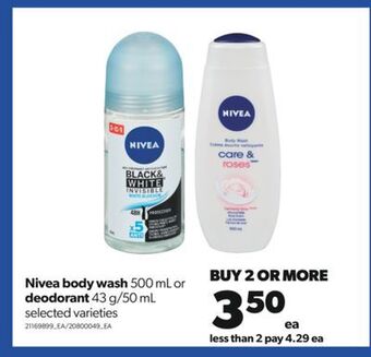 Real Canadian Superstore Nivea body wash 500 ml or deodorant 43 g/50 ml offer