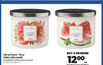 Real Canadian Superstore Life at home™ 14 oz triple wick candle offer