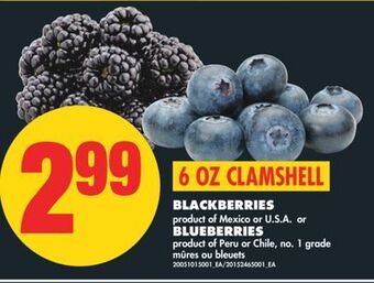 No Frills Blackberries or blueberries, 6 oz clamshell offer