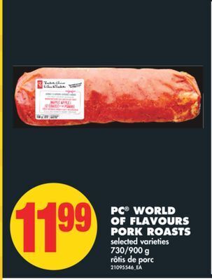 No Frills Pc® world of flavours pork roasts, 730/900 g offer