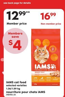 Independent Grocer Iams cat food, 1.36/1.59 kg offer