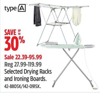 Canadian Tire Type a selected drying racks and ironing boards offer