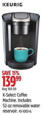 Canadian Tire Keurig k-select coffee machine offer