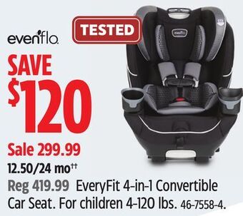 Canadian Tire Evenflo everyfit 4-in-1 convertible car seat offer