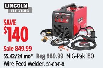 Canadian Tire Lincoln electric mig-pak 180 wire-feed welder offer