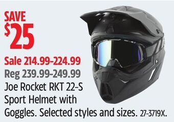 Canadian Tire Joe rocket rkt 22-s sport helmet with goggles offer