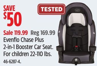 Canadian Tire Evenflo chase plus 2-in-1 booster car seat offer