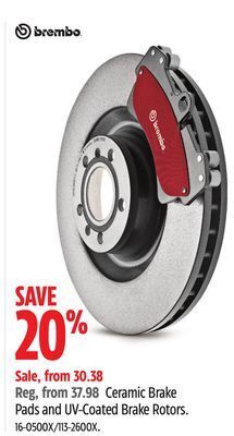 Canadian Tire Brembo ceramic brake pads and uv-coated brake rotors offer