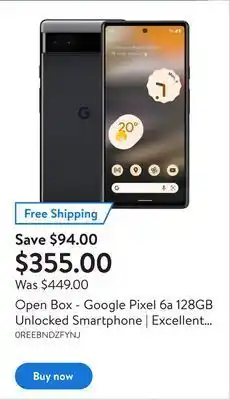 Walmart Open box - google pixel 6a 128gb unlocked smartphone | excellent condition offer