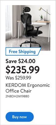 Walmart Kerdom ergonomic office chair offer