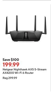 Staples Netgear nighthawk ax5 5-stream ax4200 wi-fi 6 router offer