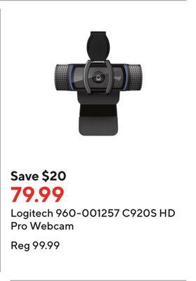 Staples Logitech 960-001257 c920s hd pro webcam offer