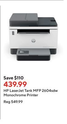 Staples Hp laserjet tank mfp 2604sdw monochrome printer offer