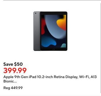 Staples Apple 9th gen ipad 10.2-inch retina display, wi-fi, a13 bionic chip, 64 gb, ipados 15, space grey offer