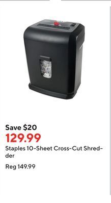 Staples Staples 10-sheet cross-cut shredder offer
