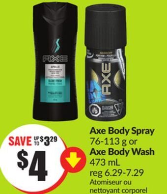 Chalo FreshCo Axe body spray 76-113 g or axe body wash 473 ml offer