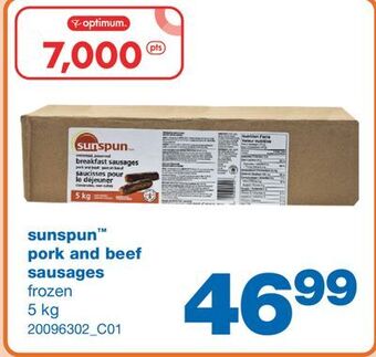Wholesale Club Sunspun™ pork and beef sausages, 5 kg offer