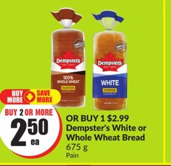 Chalo FreshCo Dempster's white or whole wheat bread 675 g offer
