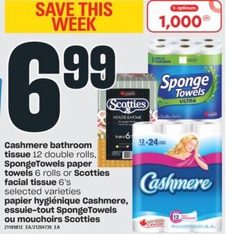 Valu-mart Papier hygiénique cashmere, essuie-tout spongetowels ou mouchoirs scotties offer