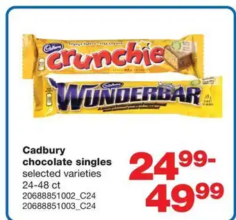Wholesale Club Cadbury chocolate singles, 24-48 ct offer