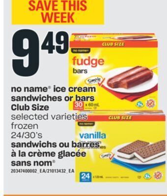 Valu-mart Sandwichs ou barres à la crème glacée sans nom®, 24/30's offer