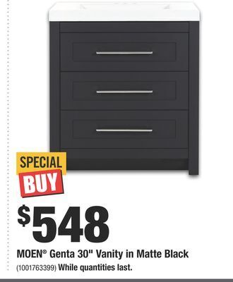 Home Depot Moen® genta 30" vanity in matte black offer