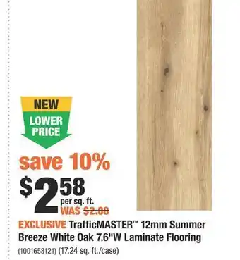 Home Depot Trafficmaster™ 12mm summer breeze white oak 7.6"w laminate flooring offer