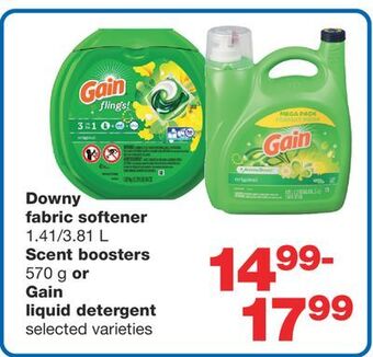 Wholesale Club Downy fabric softener, 1.41/3.81 l scent boosters, 570 g or gain liquid detergent offer