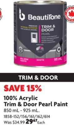 Home Hardware 100% acrylic trim & door pearl paint offer