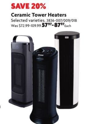 Home Hardware Ceramic tower heaters offer