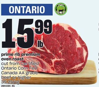 Zehrs Markets Prime rib premium oven roast offer