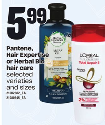 Zehrs Markets Pantene, hair expertise or herbal bio hair care offer