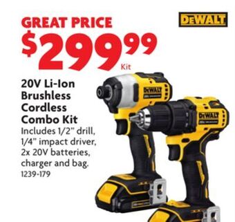 Home Hardware 20v li-ion brushless cordless combo kit offer