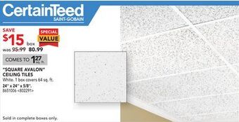 RONA Certainteed "square avalon" ceiling tiles, 24" x 24" x 5/8" offer