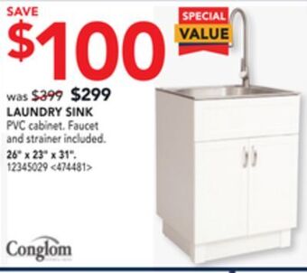 RONA Conglom laundry sink 26" x 23" x 31" offer