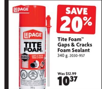 Home Hardware Tite foam™ gaps & cracks foam sealant offer