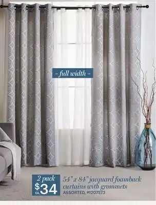 Giant Tiger Debbie travis 54" x 84" jacquard foamback curtains with grommets offer